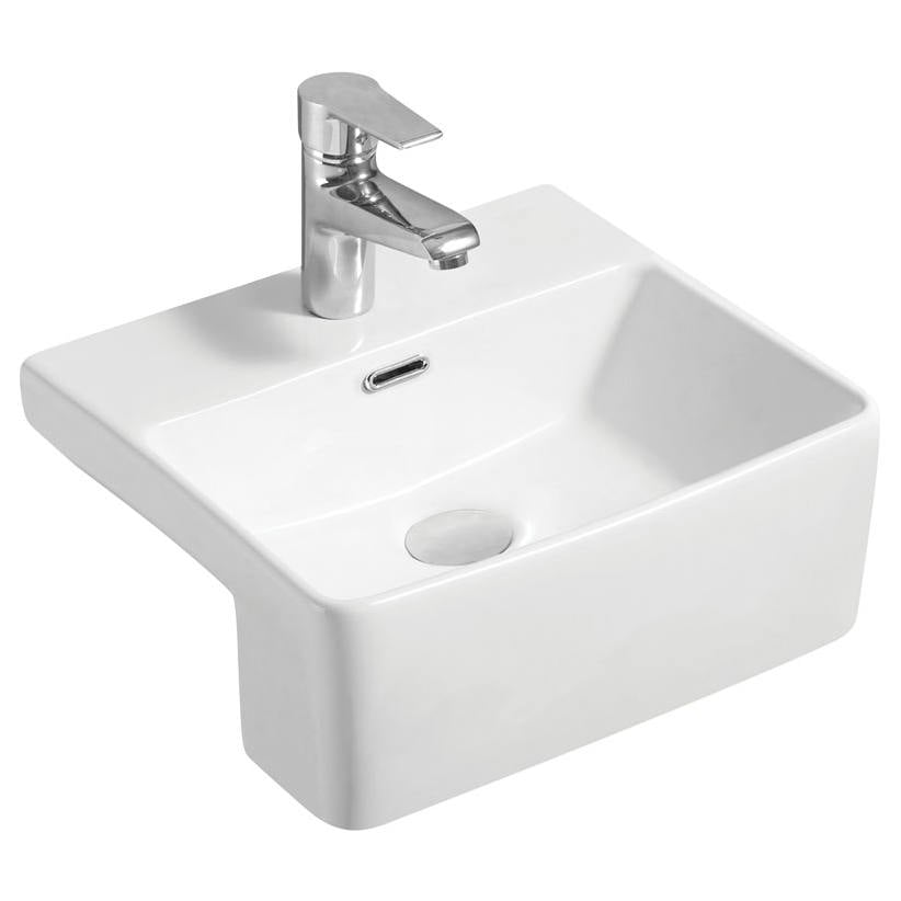 Petra Mini Semi-Recessed Basin, Gloss White