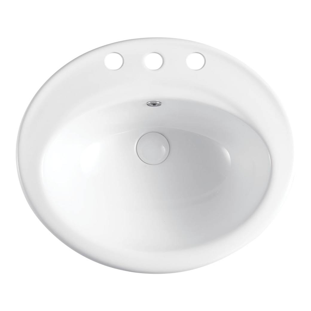 Lacy Fully-Inset Basin, 3 Tap Holes, Gloss White