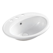 Lacy Fully-Inset Basin, 3 Tap Holes, Gloss White