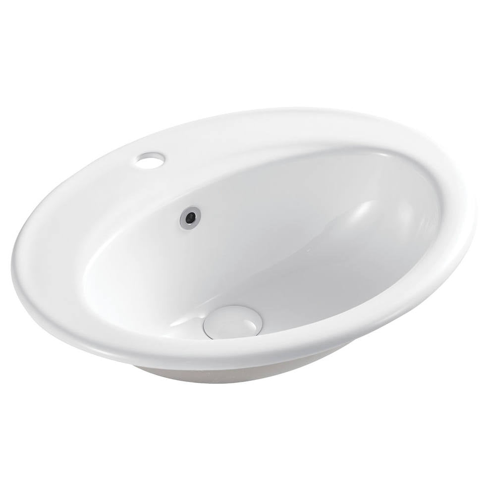 Lacy Fully-Inset Basin, 1 Tap Hole, Gloss White