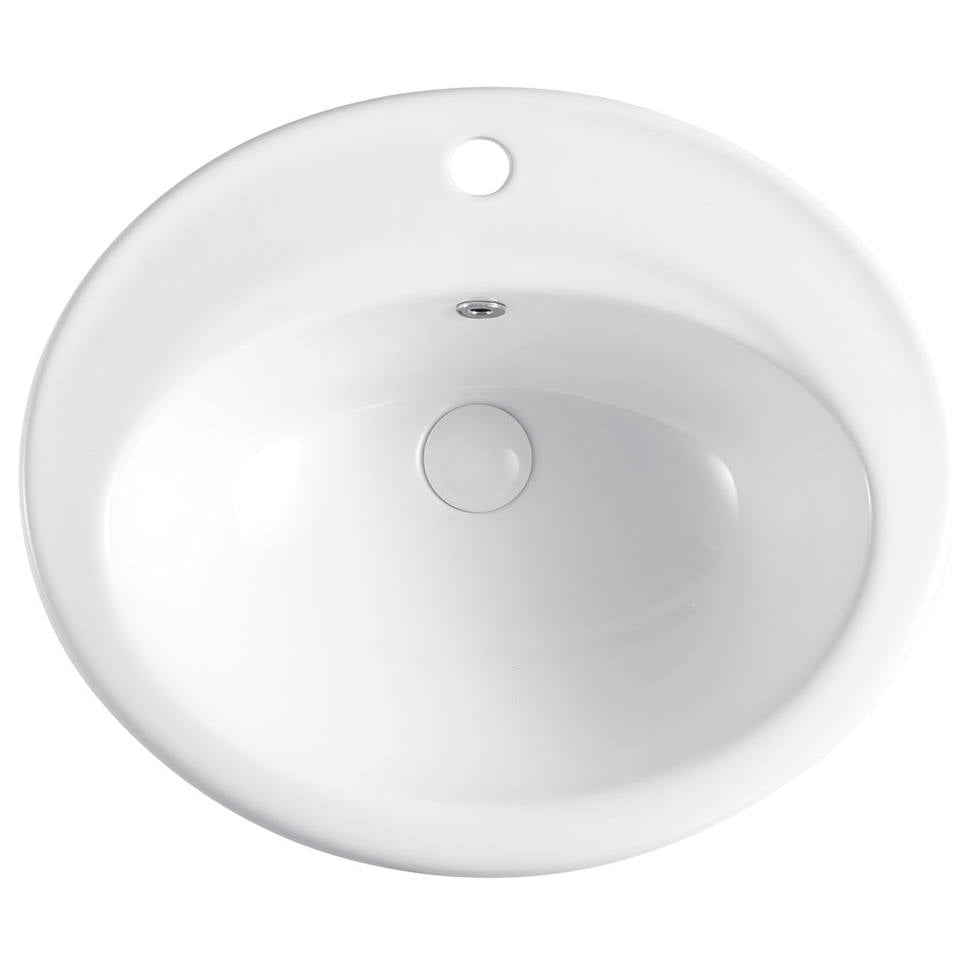 Lacy Fully-Inset Basin, 1 Tap Hole, Gloss White