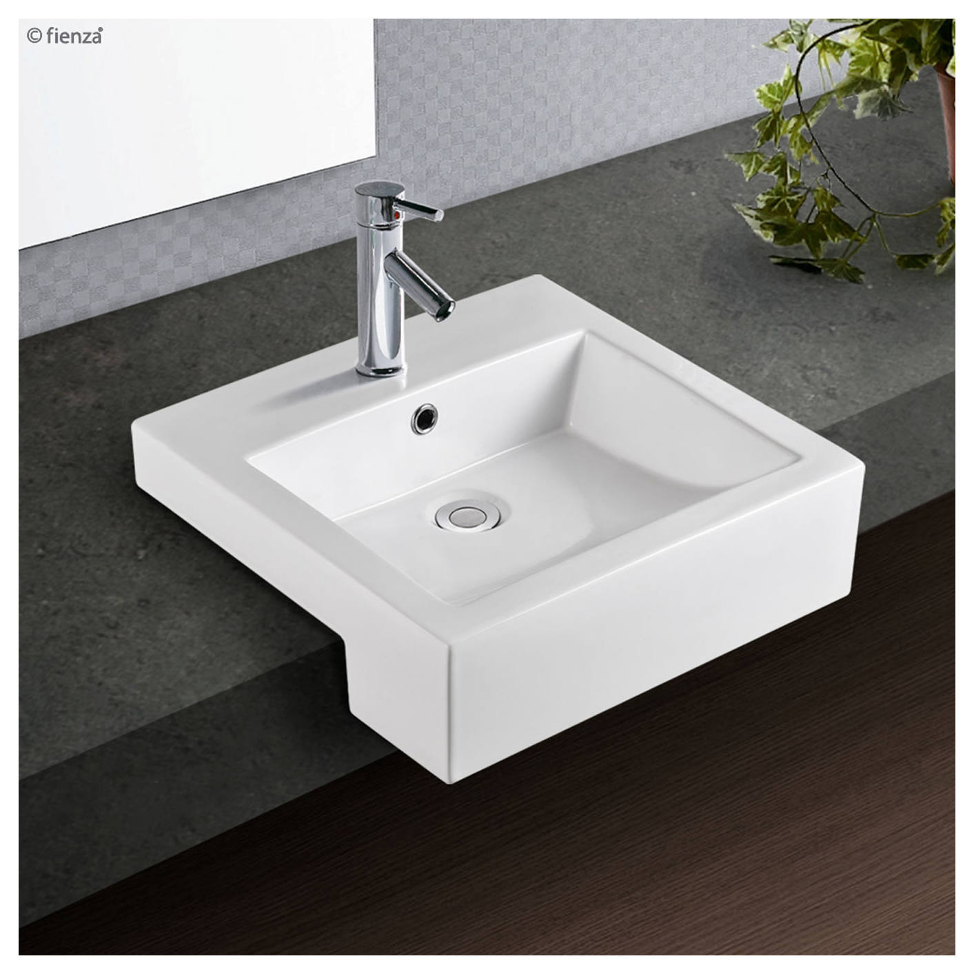 Jacinta Semi-Recessed Basin, 1TH, Gloss White