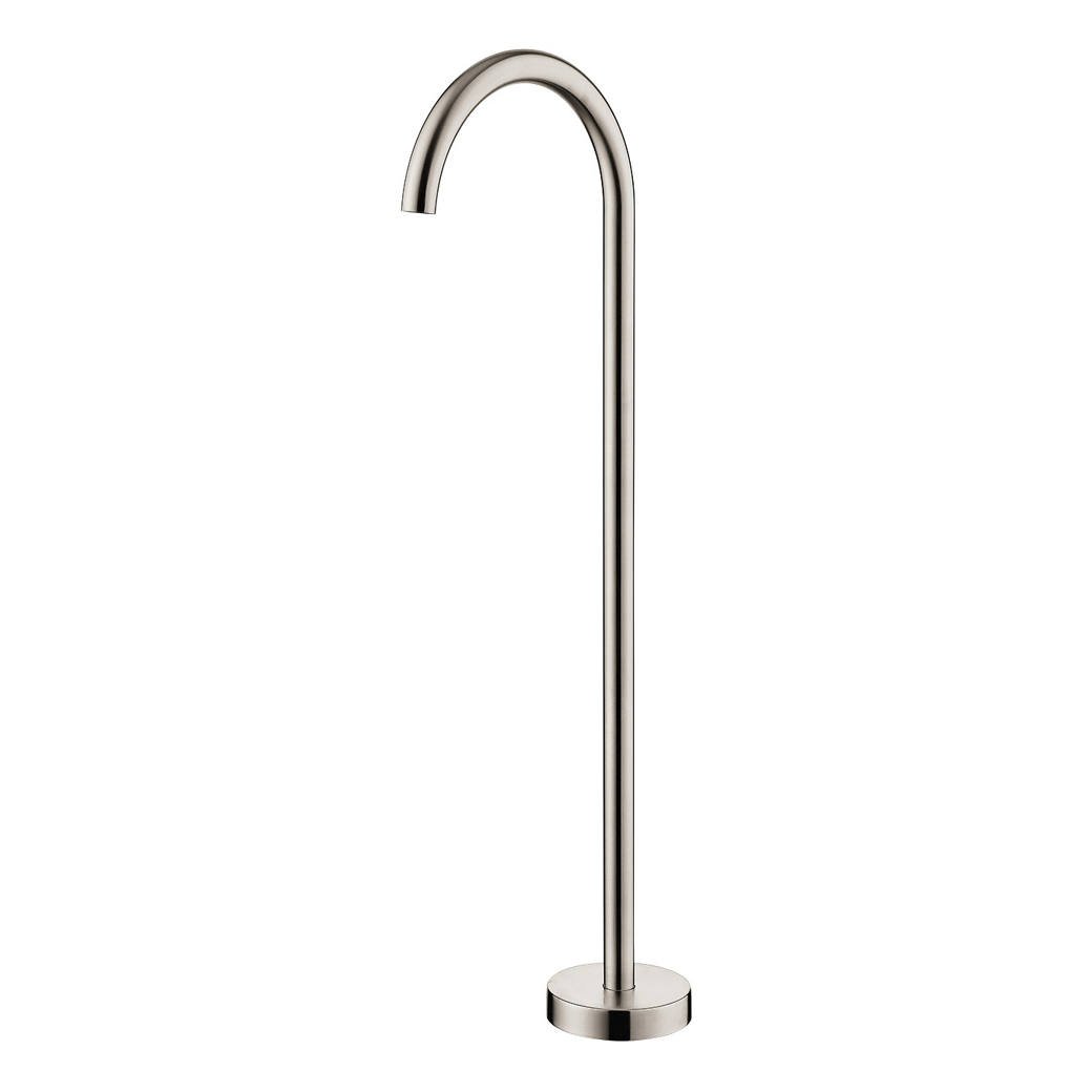 Kaya Gooseneck Floor Mounted Bath Outlet, Brushed Nickel