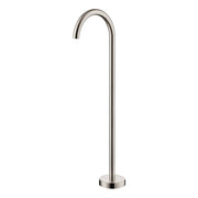 Kaya Gooseneck Floor Mounted Bath Outlet, Brushed Nickel