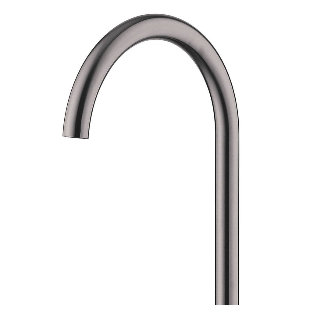 Kaya Gooseneck Floor Mounted Bath Outlet, Gun Metal