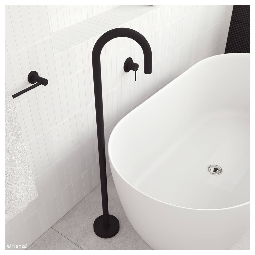 Hustle Gooseneck Floor Mounted Bath Outlet, Matte Black