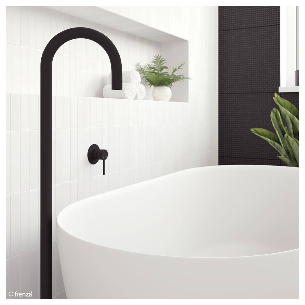 Hustle Gooseneck Floor Mounted Bath Outlet, Matte Black