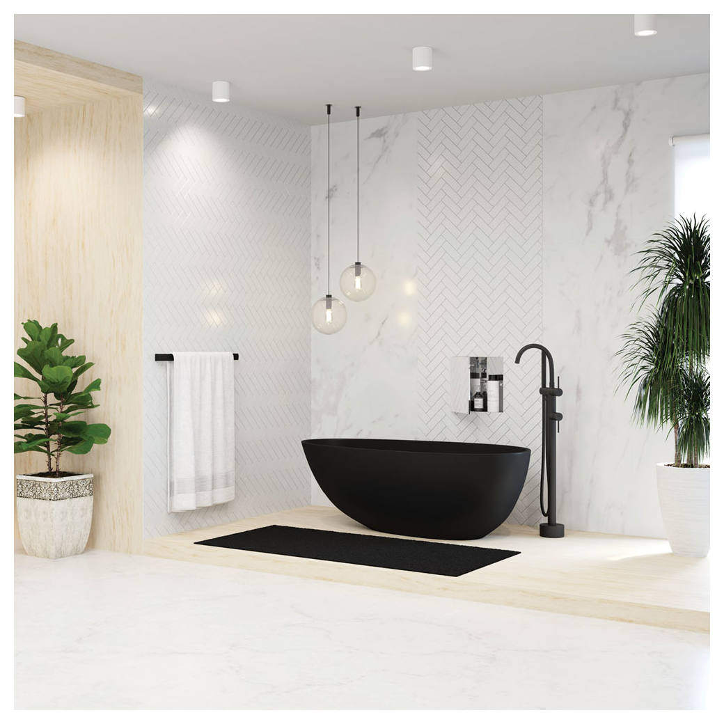 Bahama Solid Surface Bath, 1700mm, Matte Black