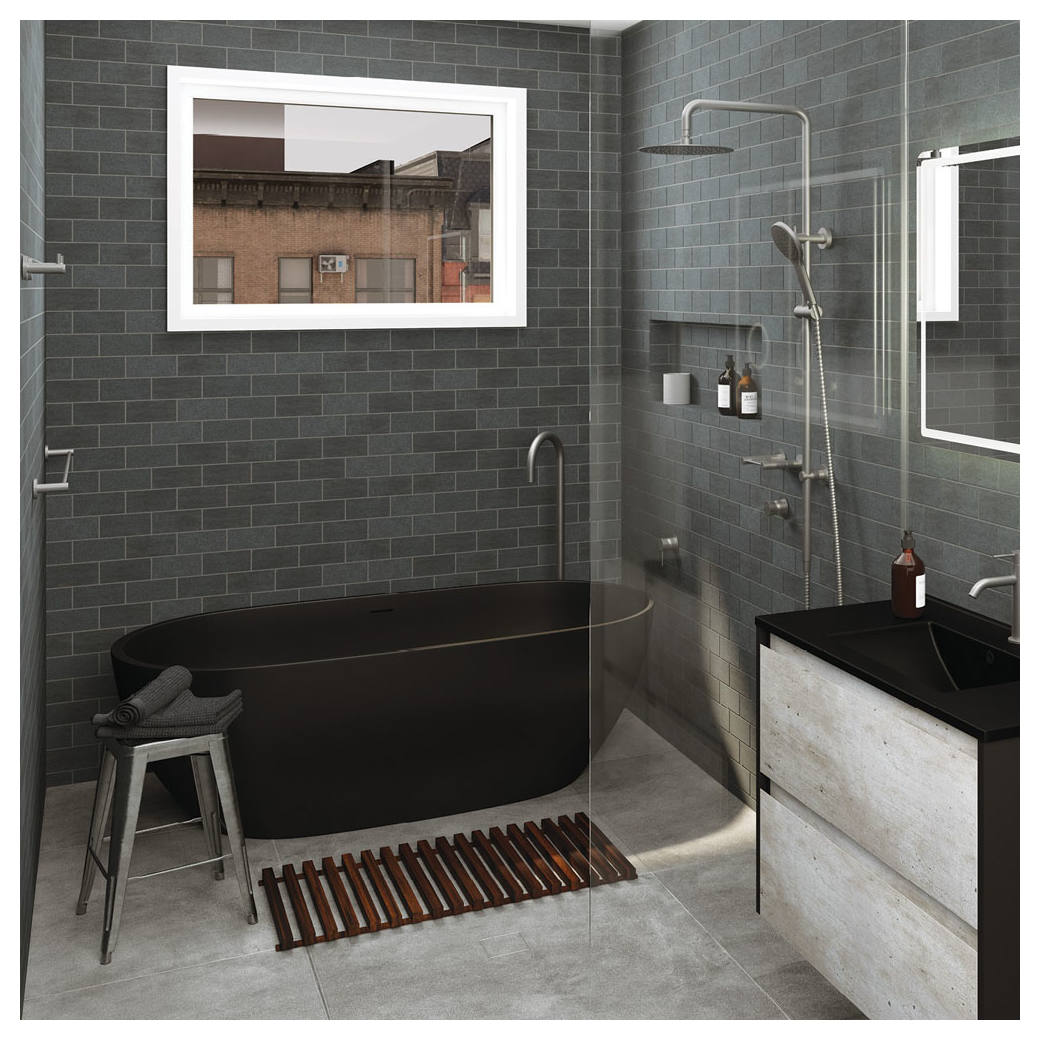 Luciana Solid Surface Bath, 1690mm, Matte Black