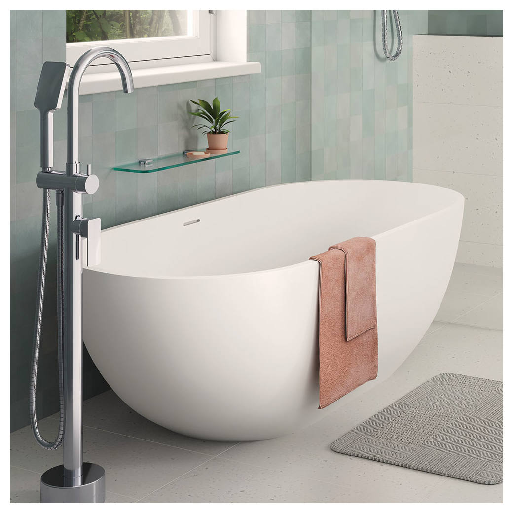 Nero Solid Surface Bath, 1780mm, Matte White