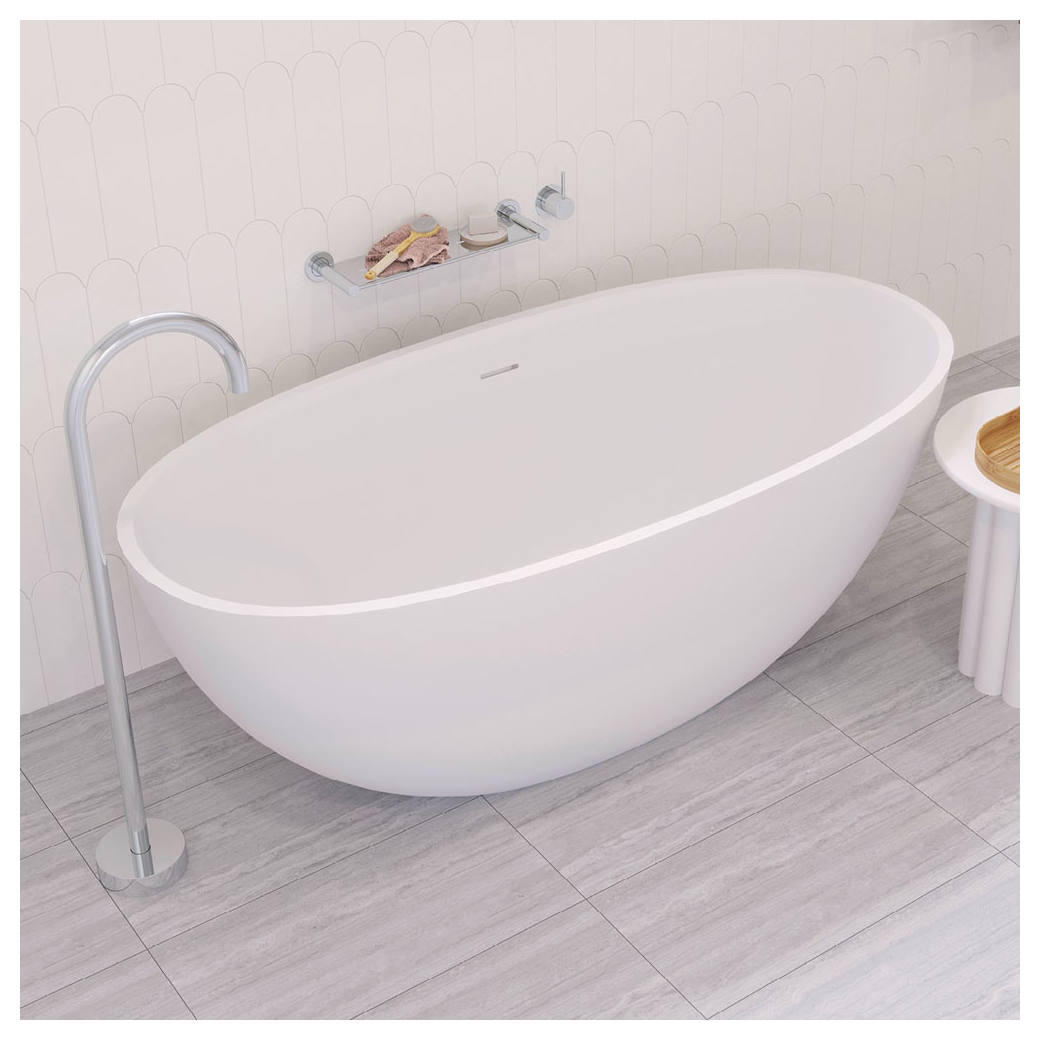 Sasso Solid Surface Bath, 1550mm, Matte White