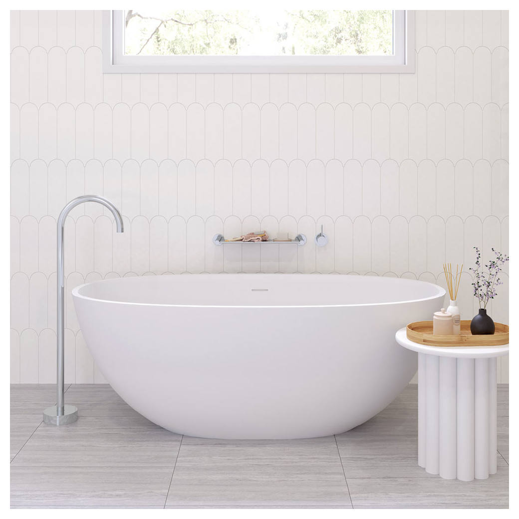 Sasso Solid Surface Bath, 1550mm, Matte White