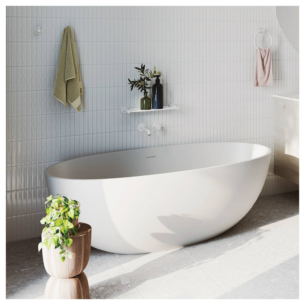 Sasso Solid Surface Bath, 1650mm, Matte White