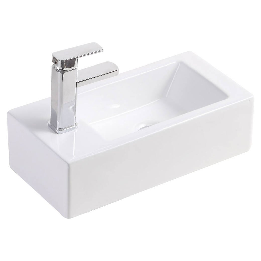 Linea Left-Hand Wall Basin, Gloss White