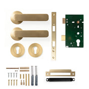 Momo Aspen Lever Solid Brass Mortice Entrance Set Brushed Satin Brass