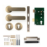 Momo Aspen Lever Solid Brass Mortice Entrance Set Dark Brushed Brass