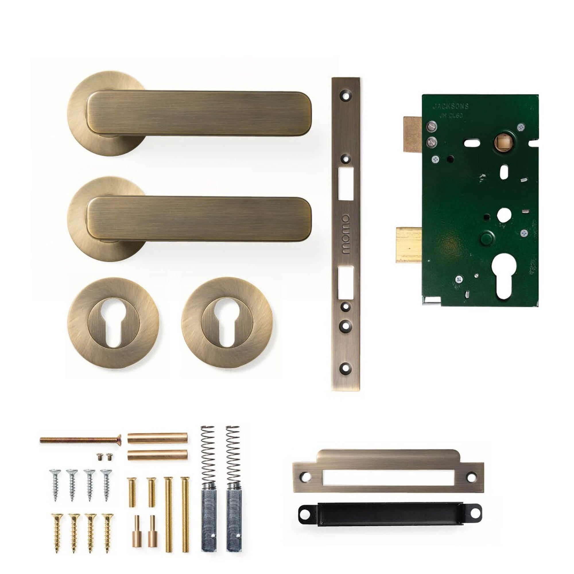 Momo Aspen Lever Solid Brass Mortice Entrance Set Dark Brushed Brass