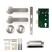 Momo Aspen Lever Solid Brass Mortice Entrance Set Dull Brushed Nickel