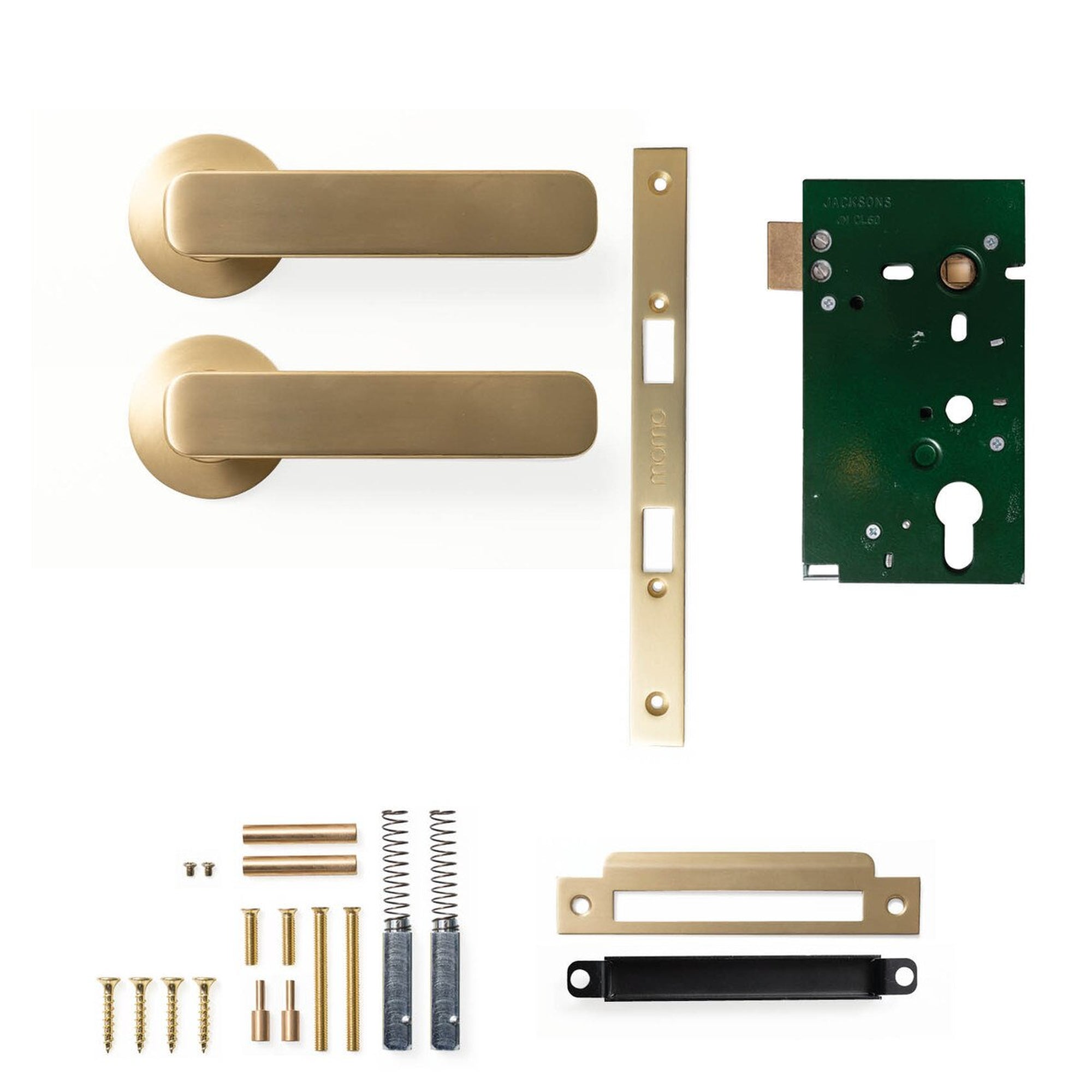 Momo Aspen Lever Solid Brass Mortice Passage Set Brushed Satin Brass