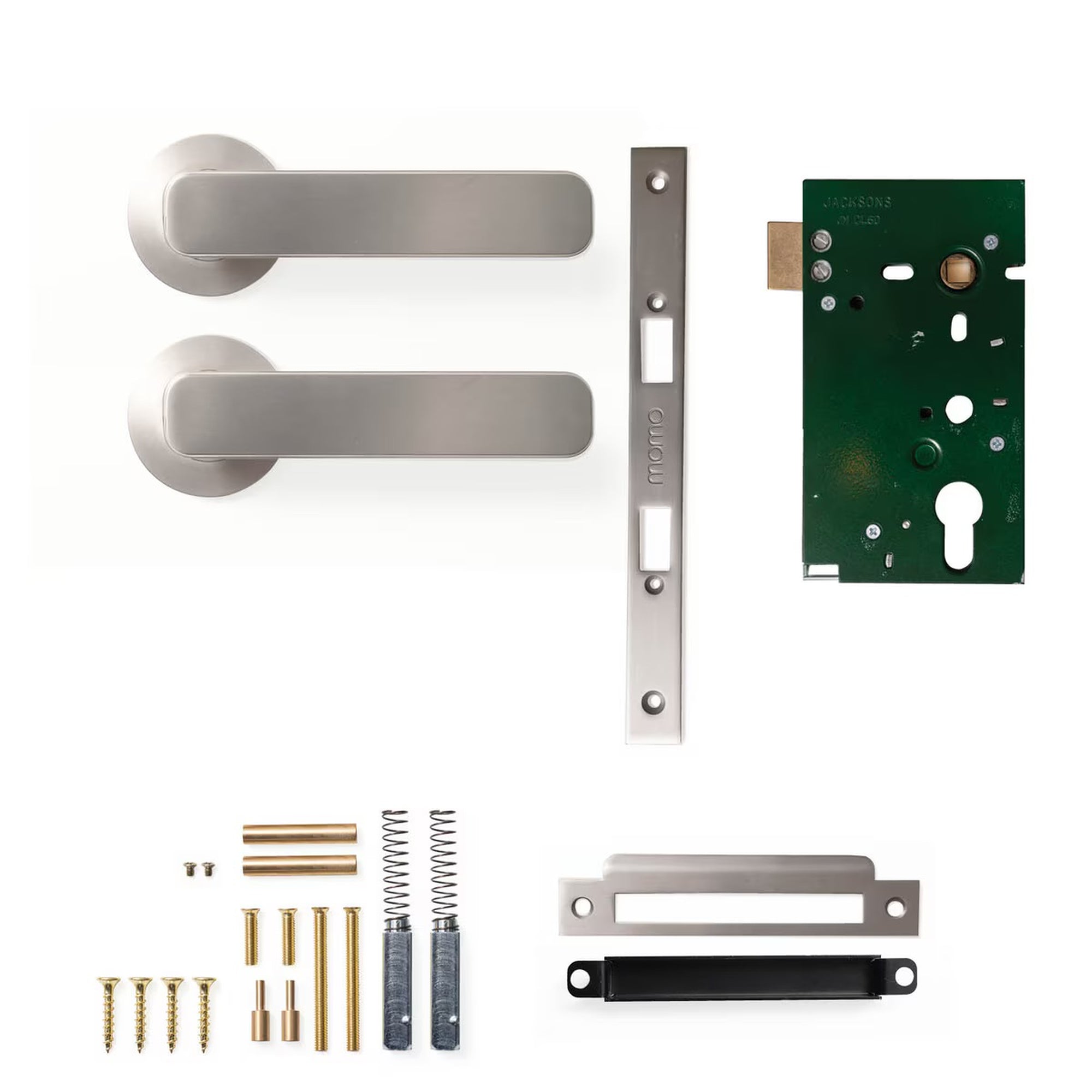 Momo Aspen Lever Solid Brass Mortice Passage Set Dull Brushed Nickel