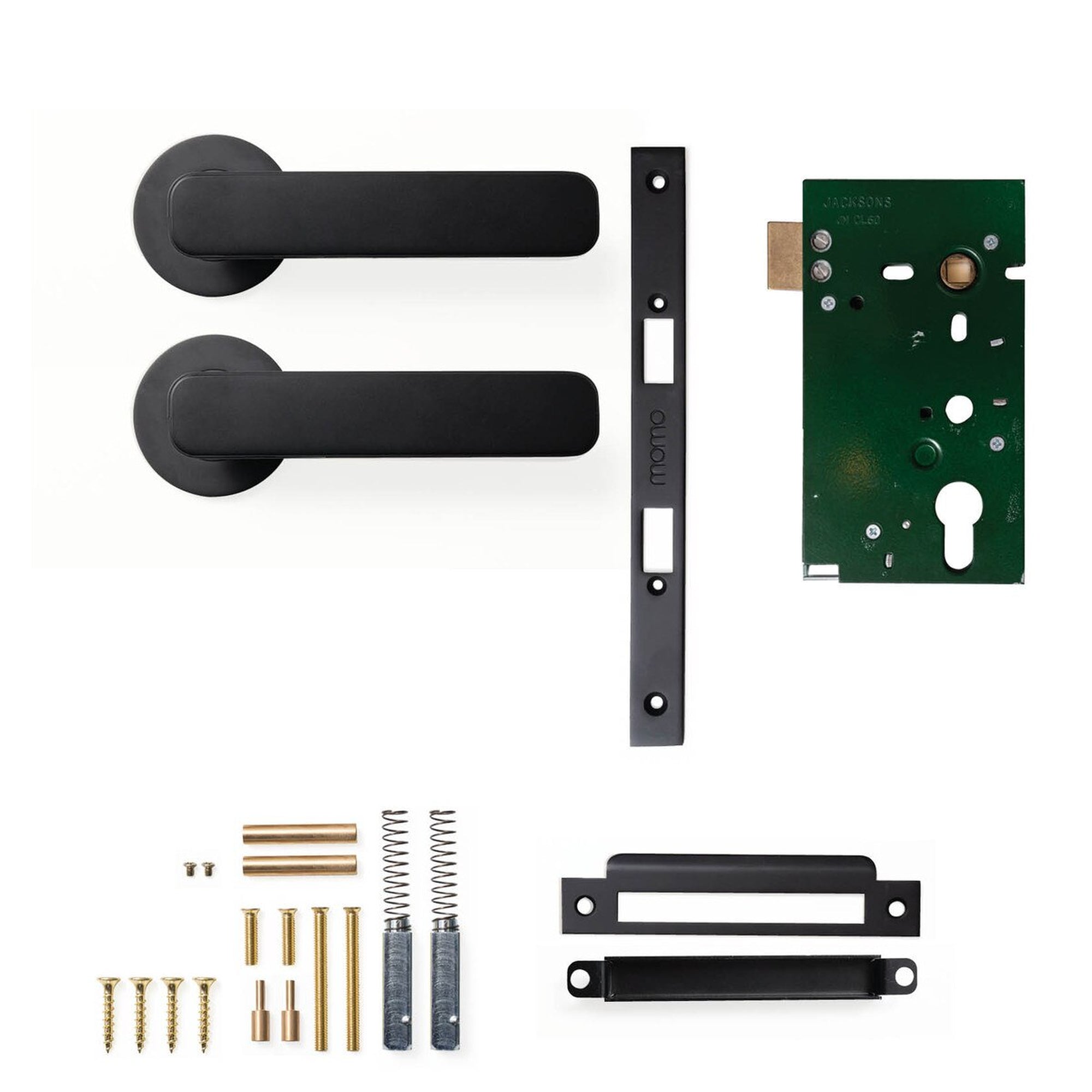 Momo Aspen Lever Solid Brass Mortice Passage Set Matt Black