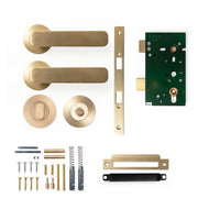 Momo Aspen Lever Solid Brass Mortice Privacy Set Brushed Satin Brass