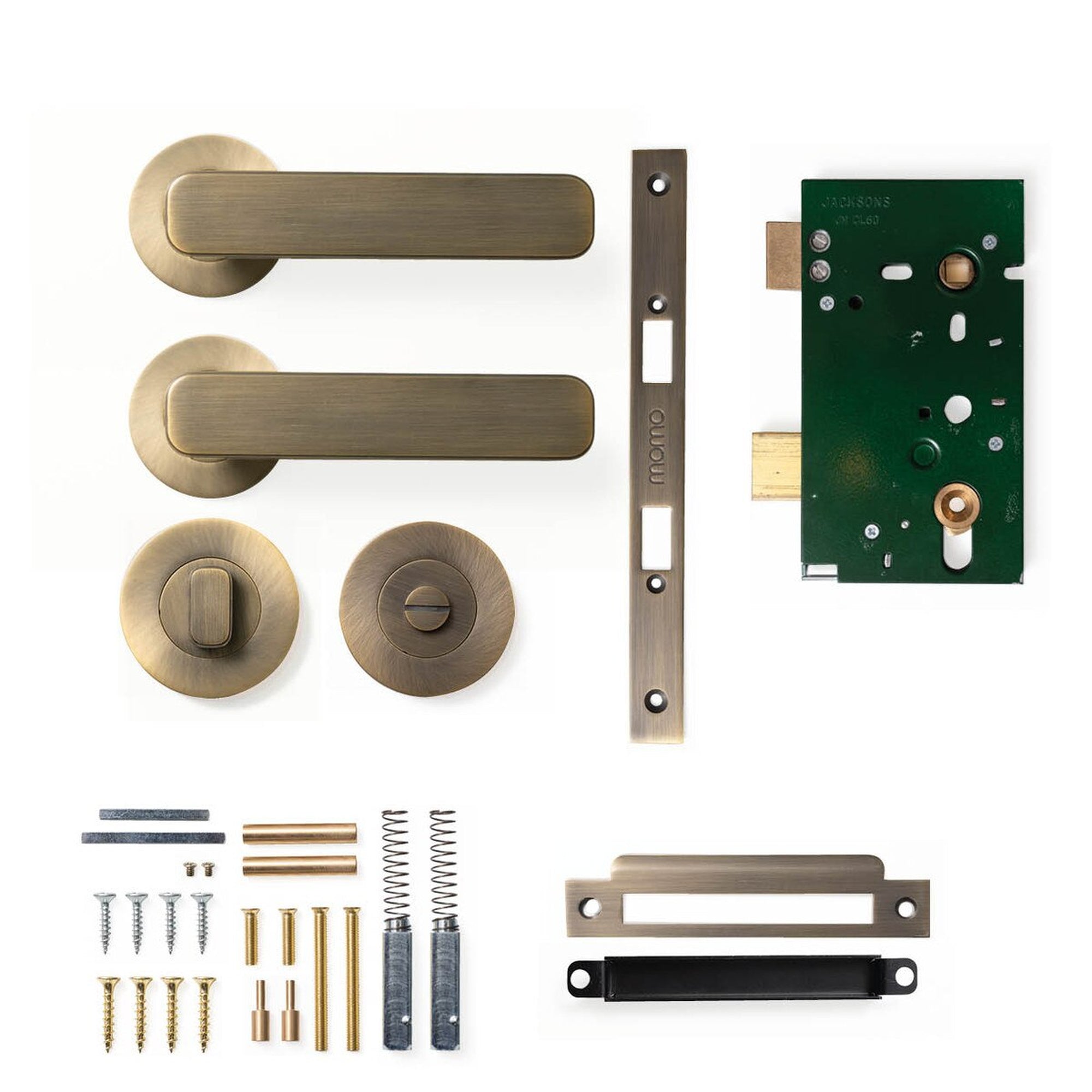Momo Aspen Lever Solid Brass Mortice Privacy Set Dark Brushed Brass