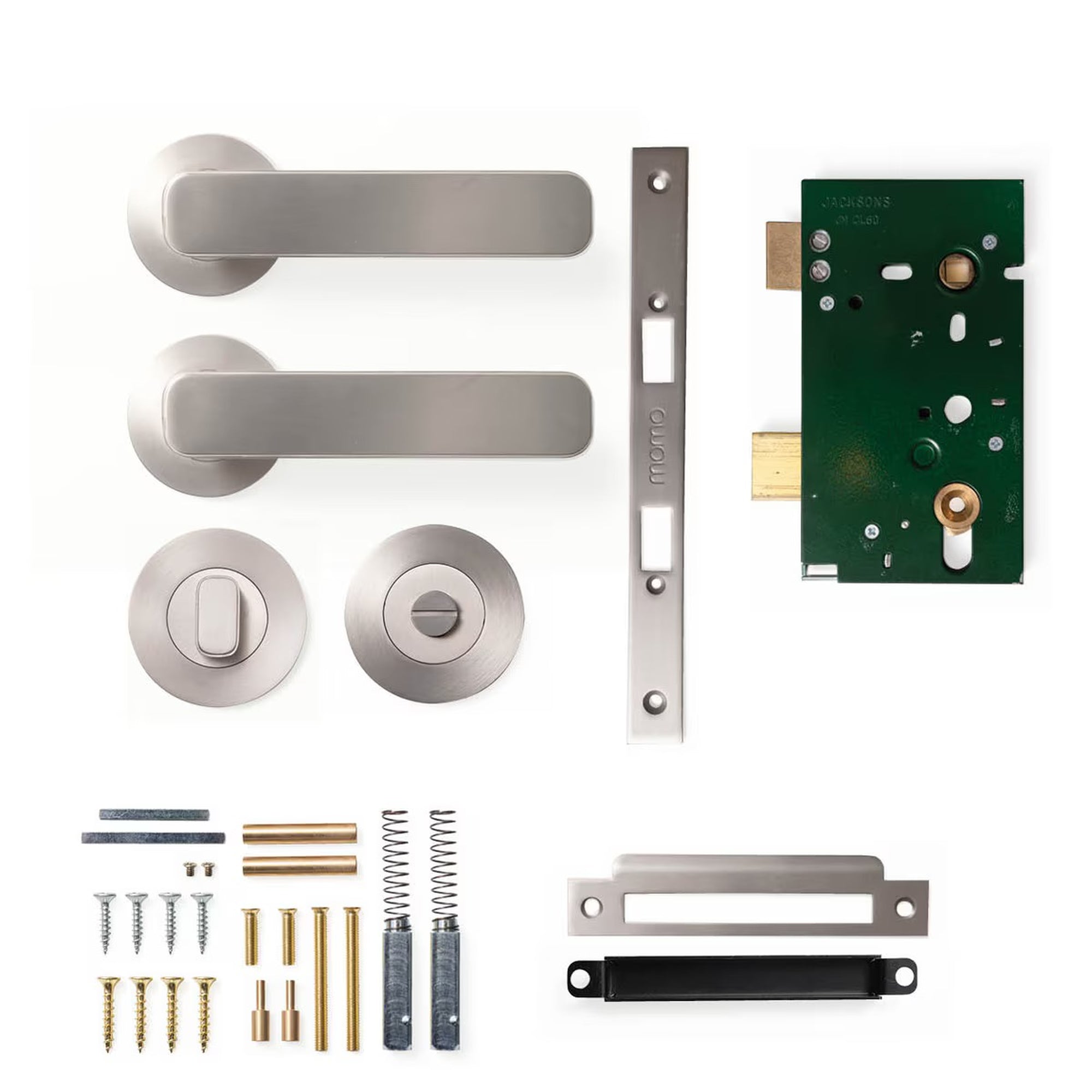 Momo Aspen Lever Solid Brass Mortice Privacy Set Dull Brushed Nickel