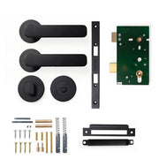 Momo Aspen Lever Solid Brass Mortice Privacy Set Matt Black