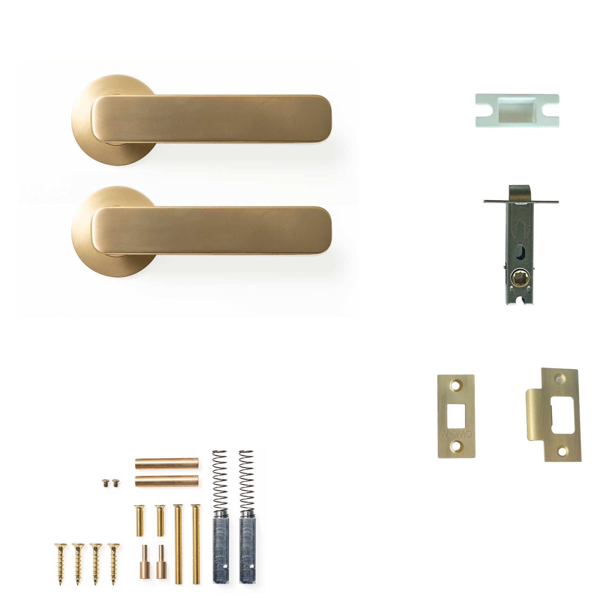 Aspen Lever Solid Brass Tubular Latch Passage Set Brushed Satin Brass
