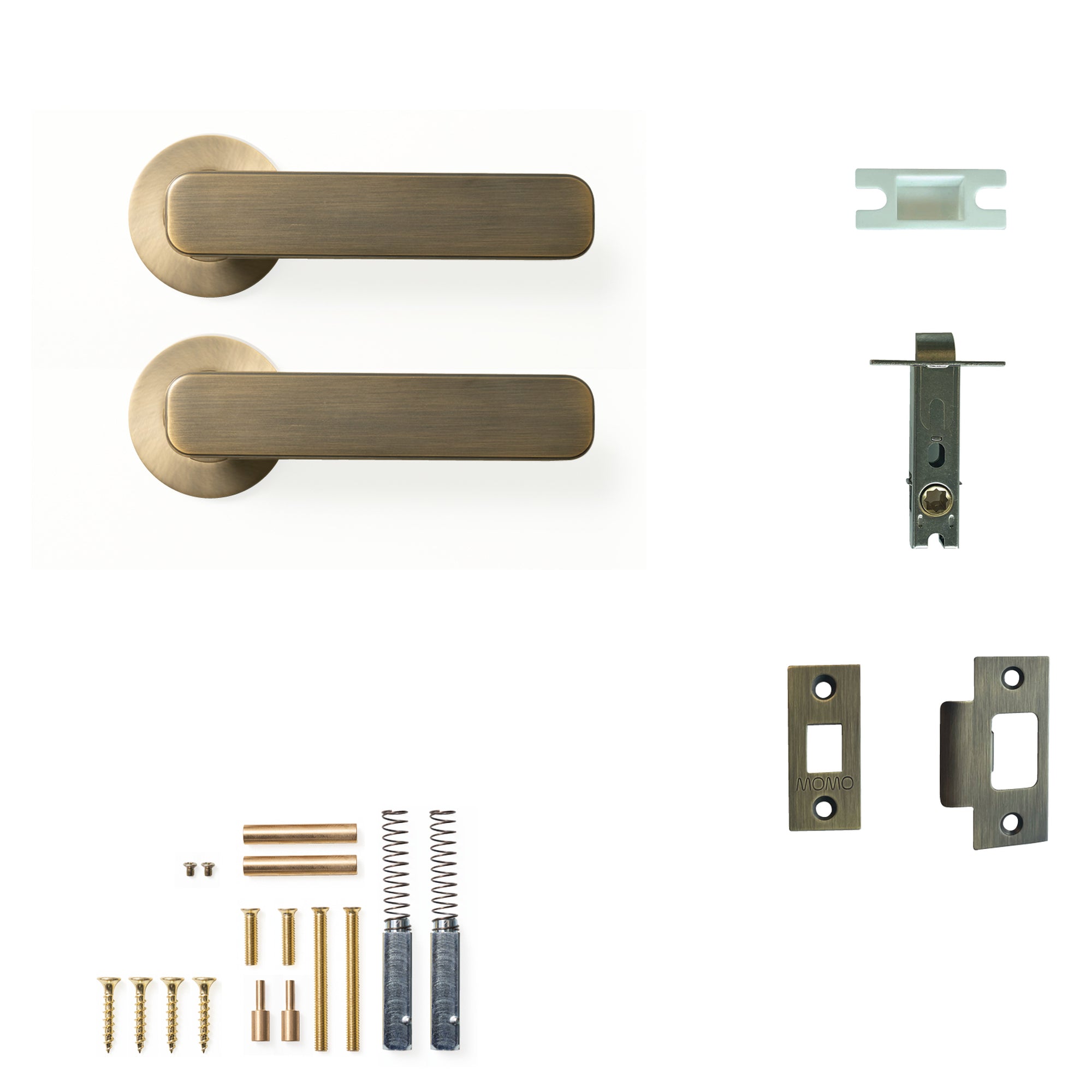 Aspen Lever Solid Brass Tubular Latch Passage Set Dark Brushed Brass