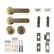 Aspen Lever Solid Brass Tubular Latch Privacy Set Dark Brushed Brass