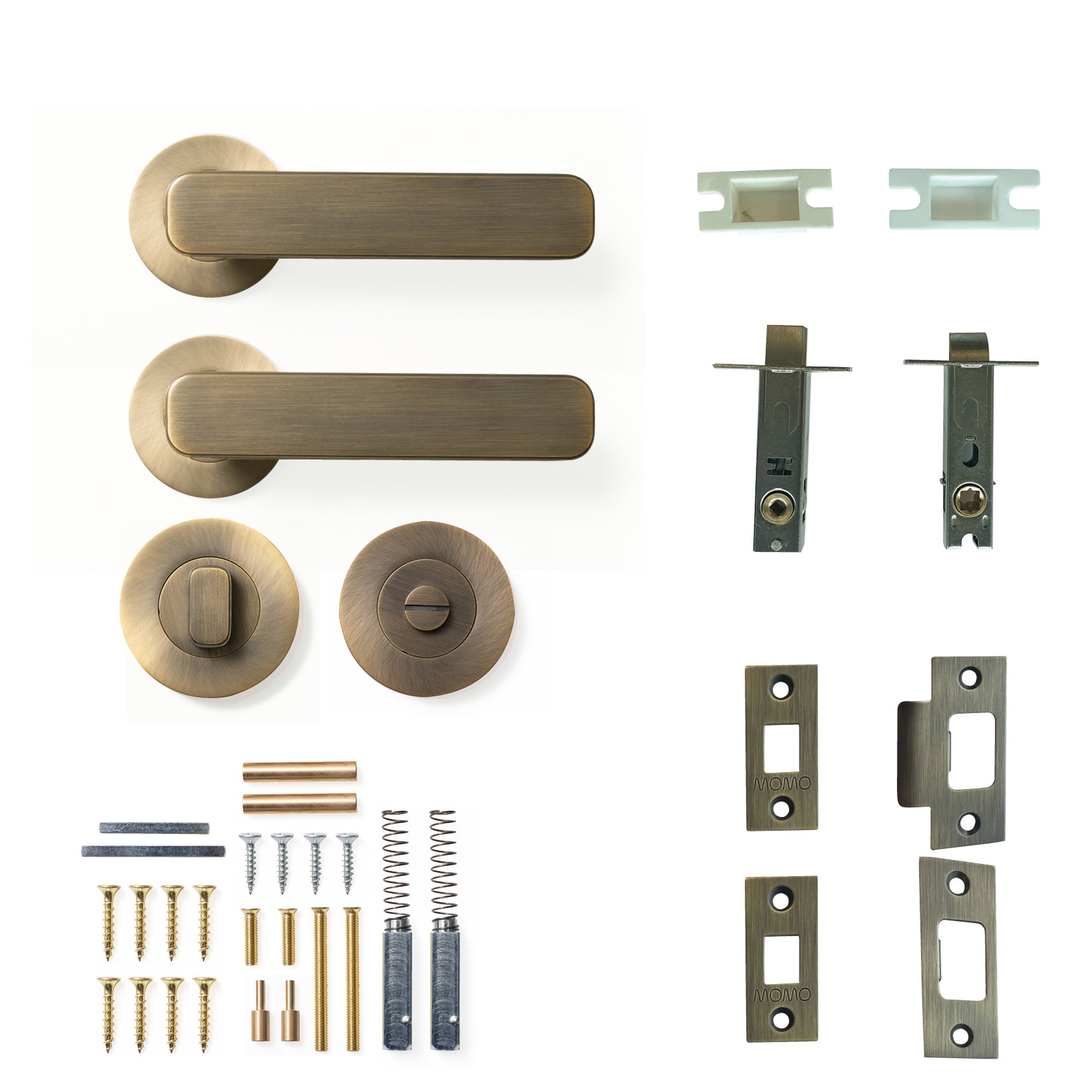 Aspen Lever Solid Brass Tubular Latch Privacy Set Dark Brushed Brass