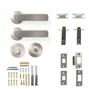 Aspen Lever Solid Brass Tubular Latch Privacy Set Dull Brushed Nickel