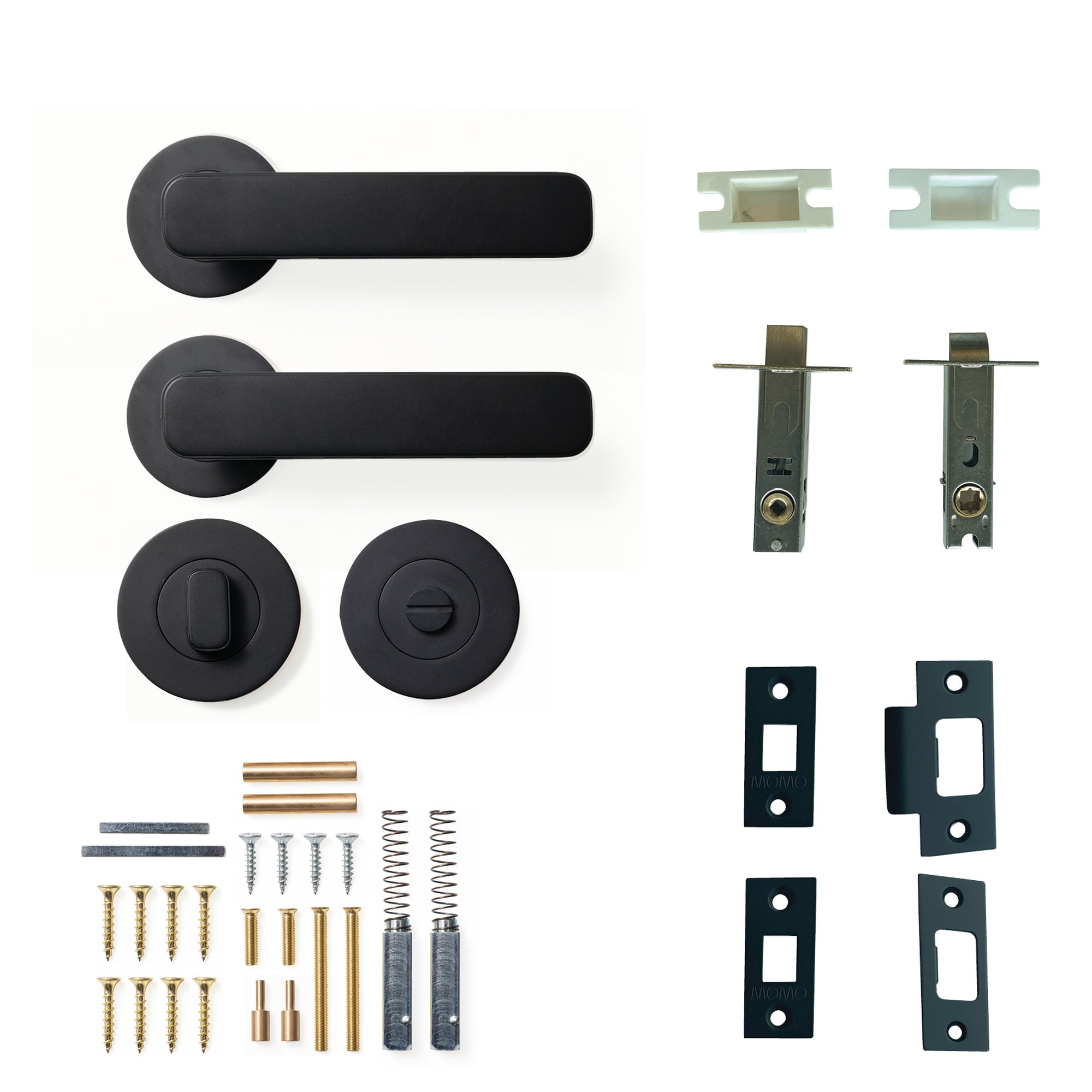 Aspen Lever Solid Brass Tubular Latch Privacy Set Matt Black