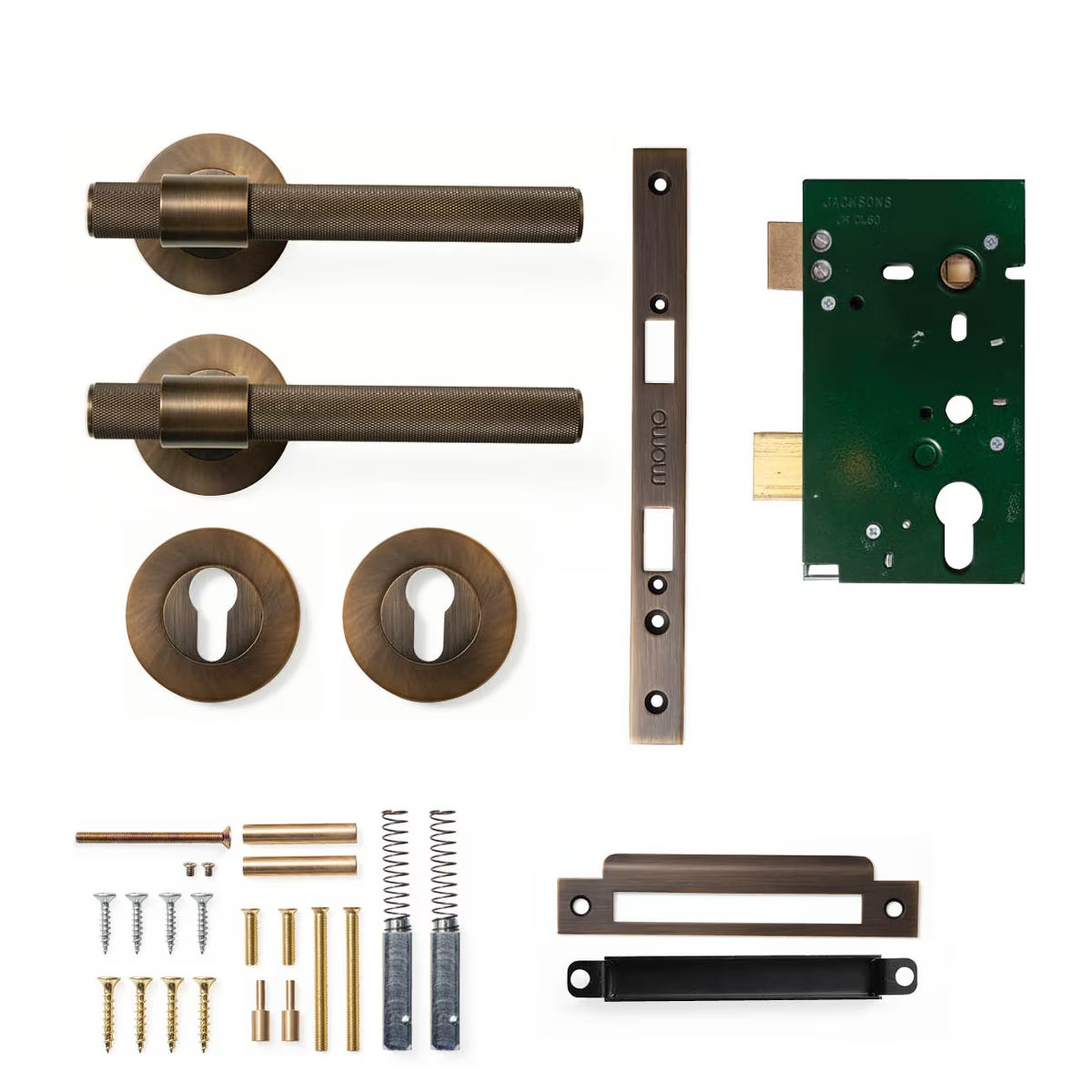 Momo Belgravia Knurled Lever Solid Brass Mortice Entrance Set Bronze