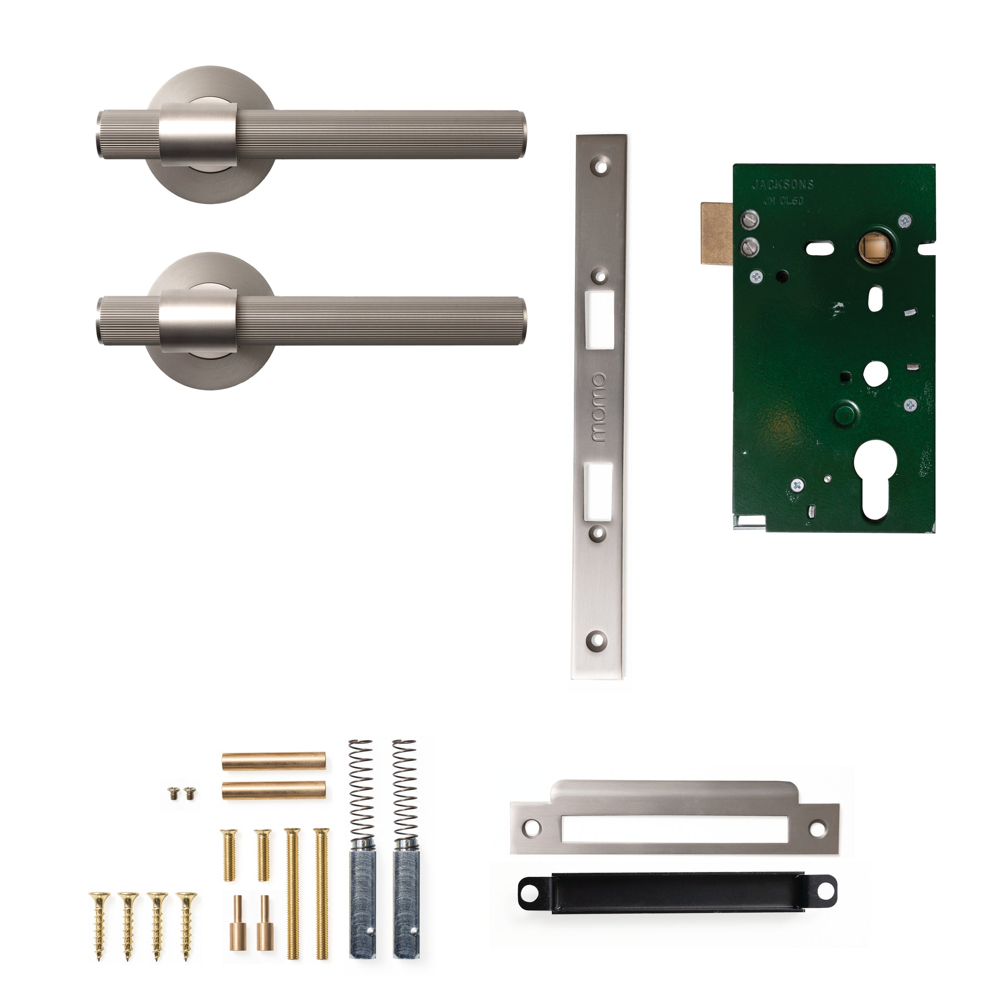 Momo Belgravia Lined Lever Solid Brass Mortice Passage Set Dull Brushed Nickel