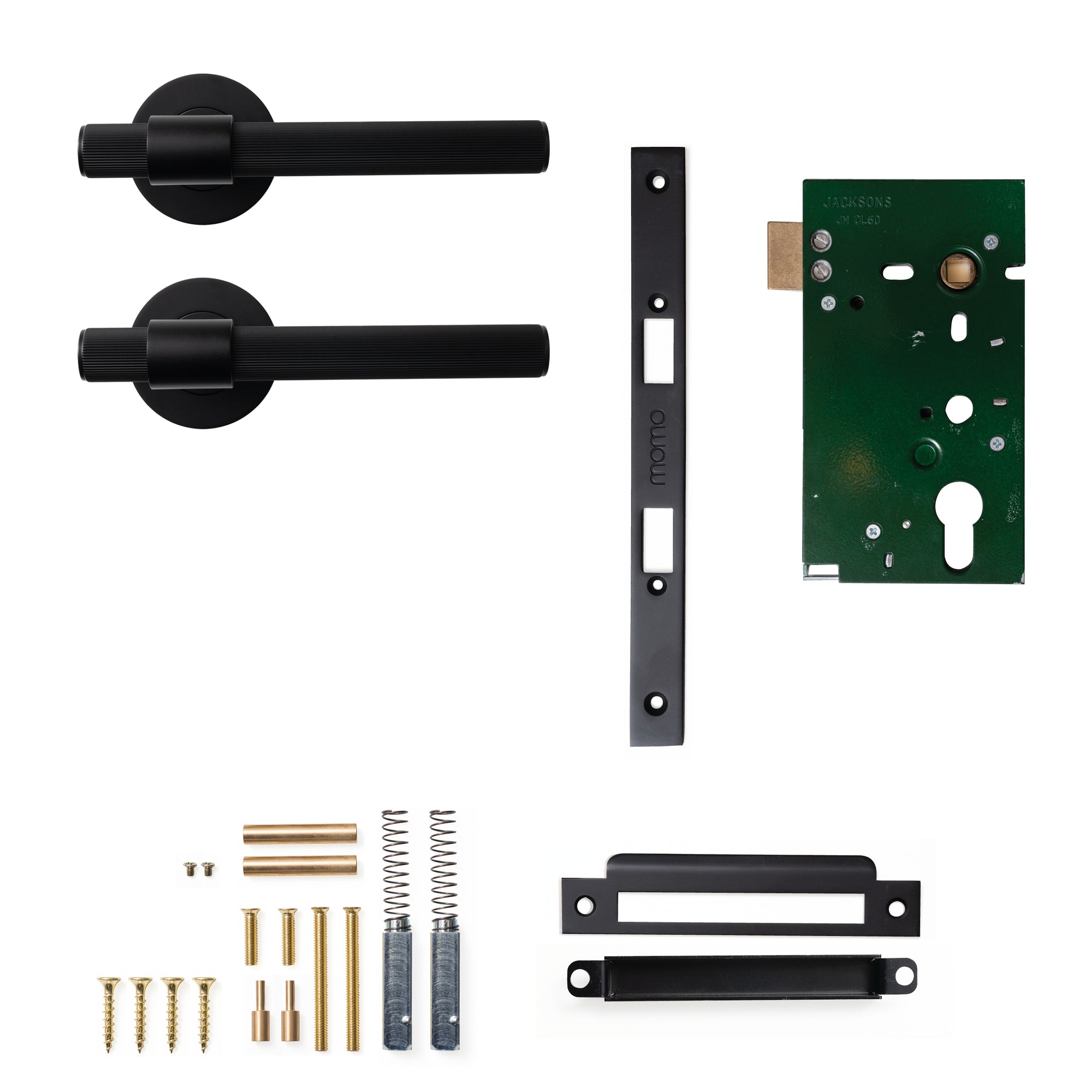 Momo Belgravia Lined Lever Solid Brass Mortice Passage Set Matt Black