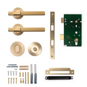 Momo Belgravia Lined Lever Solid Brass Mortice Privacy Set Brushed Satin Brass