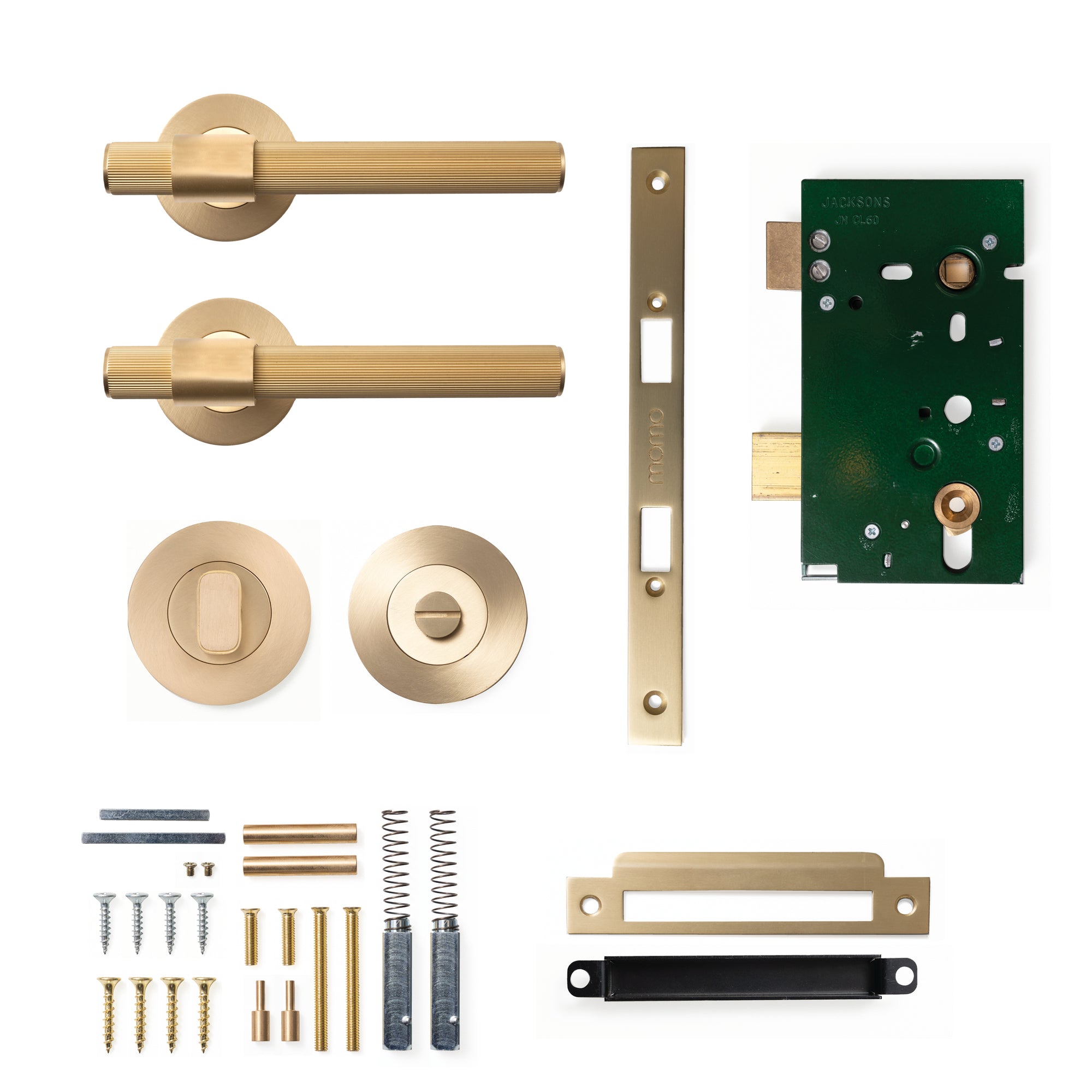 Momo Belgravia Lined Lever Solid Brass Mortice Privacy Set Brushed Satin Brass