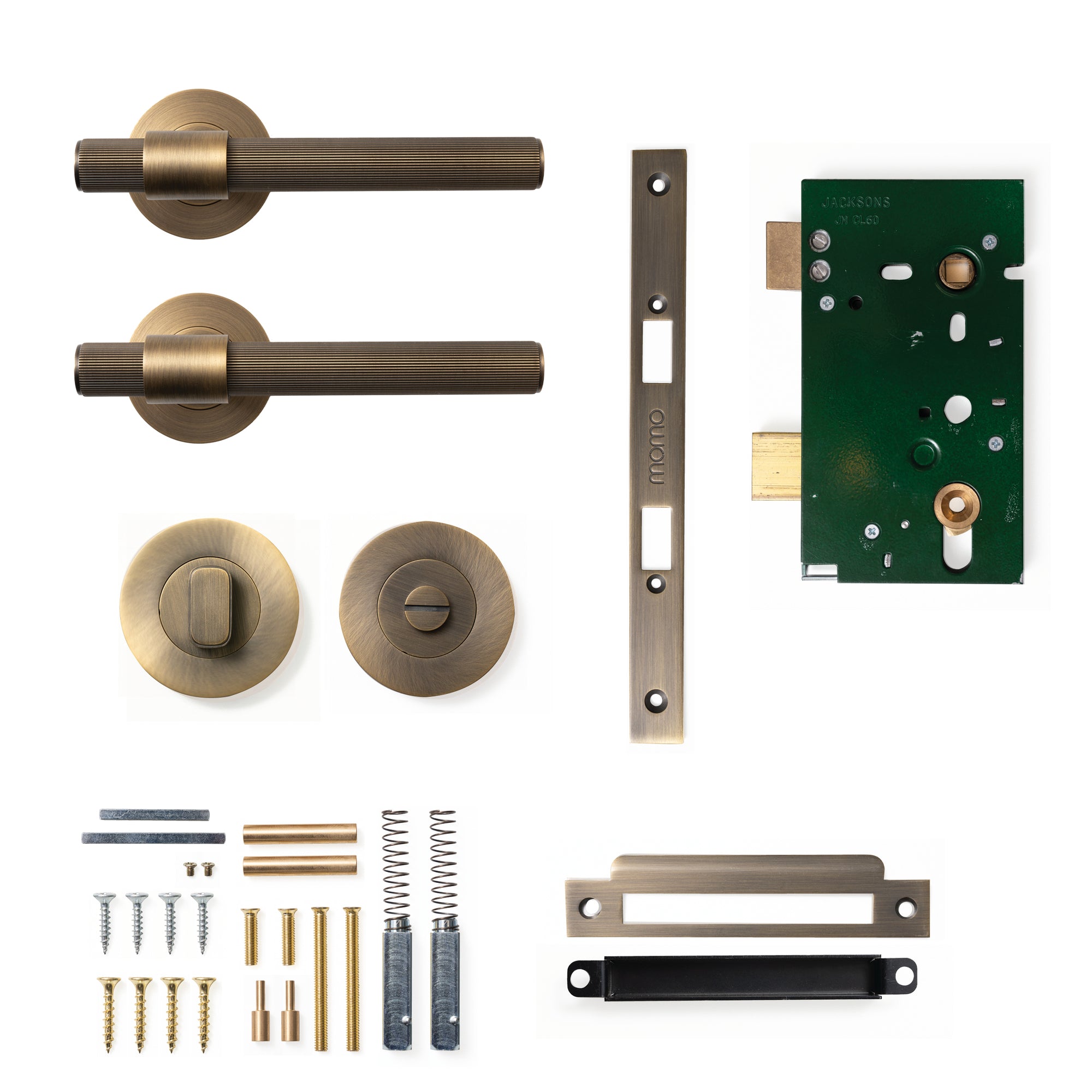 Momo Belgravia Lined Lever Solid Brass Mortice Privacy Set Dark Brushed Brass