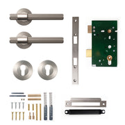 Momo Belgravia Lined Lever Solid Brass Mortice Privacy Set Dull Brushed Nickel