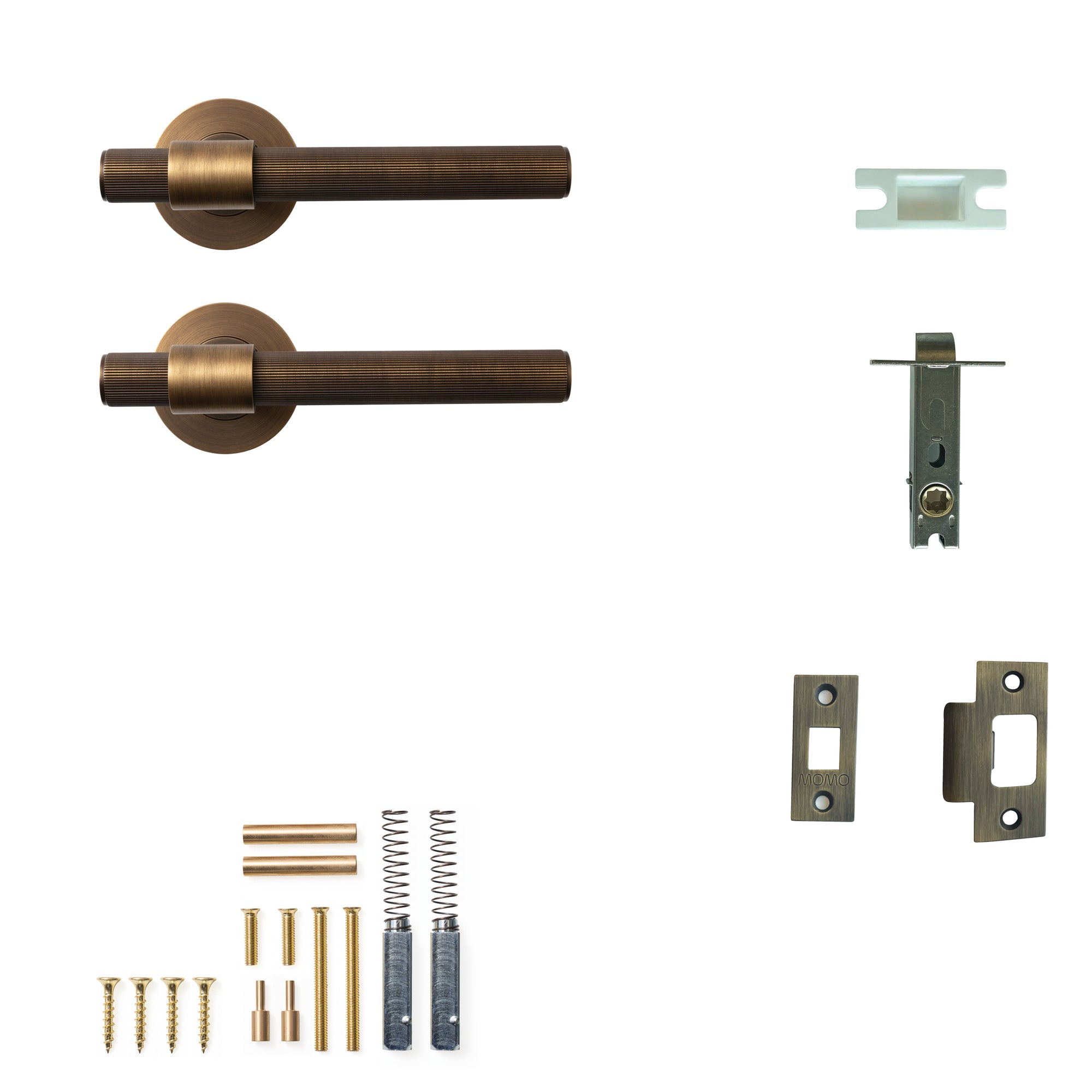 Momo Belgravia Lined Lever Solid Brass Tubular Latch Passage Set Bronze
