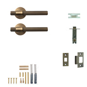 Momo Belgravia Lined Lever Solid Brass Tubular Latch Passage Set Dark Brushed Brass