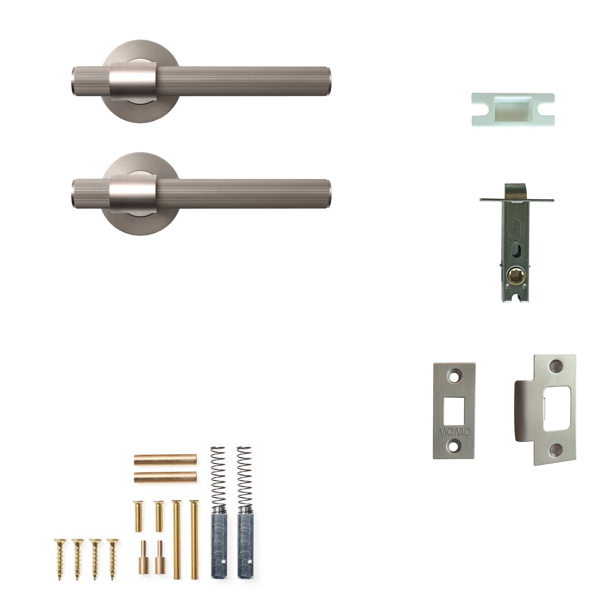 Momo Belgravia Lined Lever Solid Brass Tubular Latch Passage Set Dull Brushed Nickel