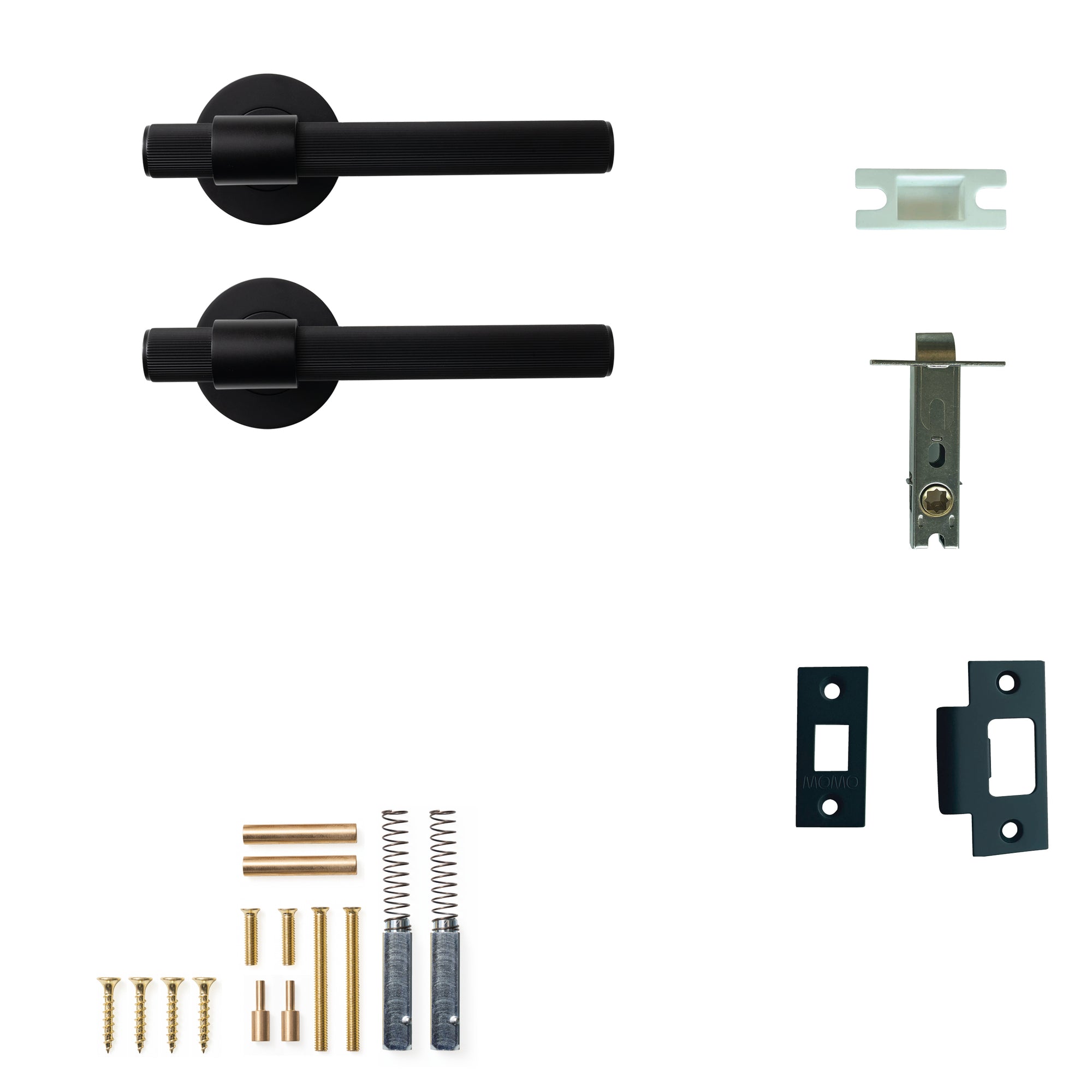 Momo Belgravia Lined Lever Solid Brass Tubular Latch Passage Set Matt Black