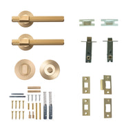 Momo Belgravia Lined Lever Solid Brass Tubular Latch Privacy Set Brushed Satin Brass