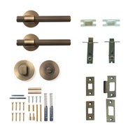 Momo Belgravia Lined Lever Solid Brass Tubular Latch Privacy Set Dark Brushed Brass