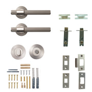 Momo Belgravia Lined Lever Solid Brass Tubular Latch Privacy Set Dull Brushed Nickel