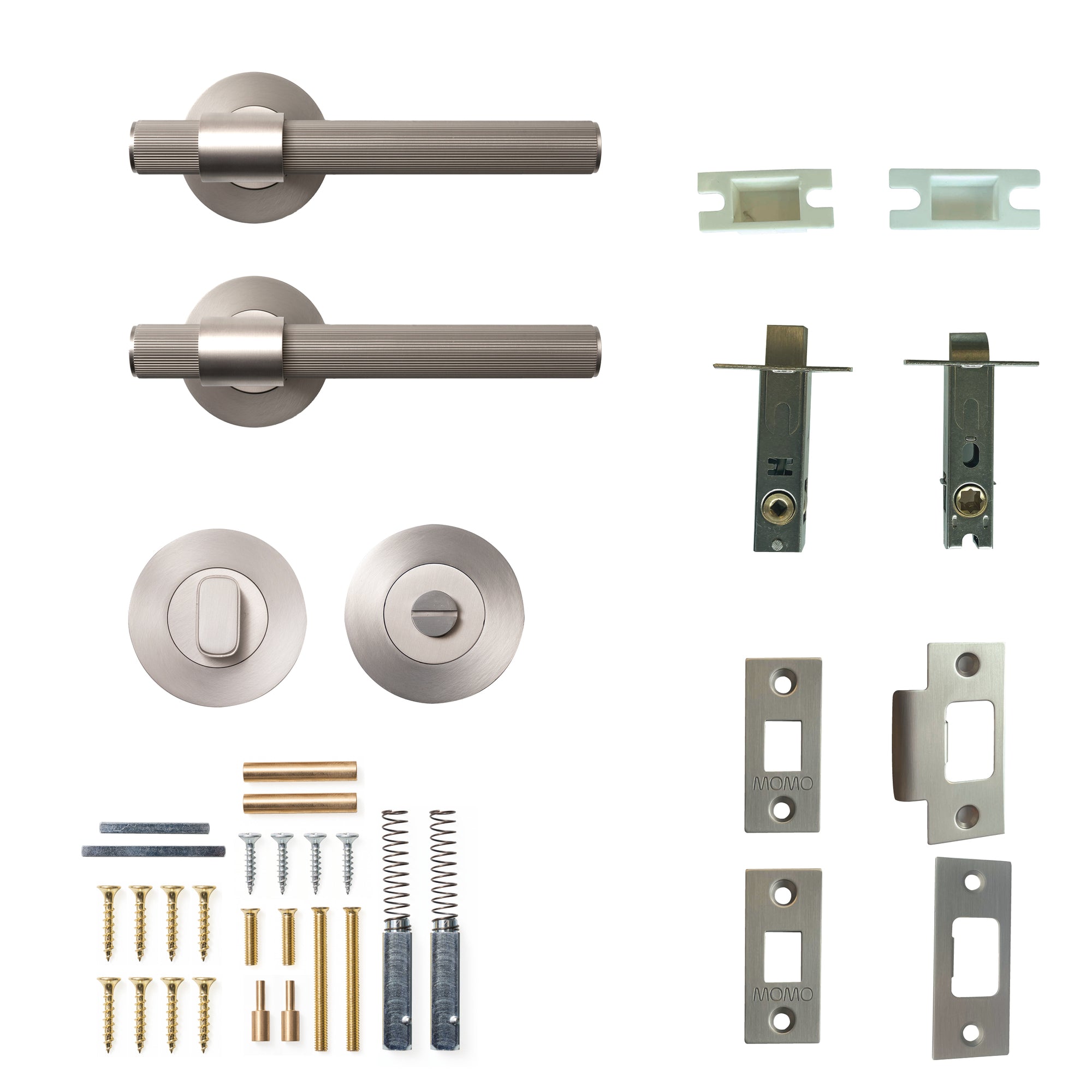 Momo Belgravia Lined Lever Solid Brass Tubular Latch Privacy Set Dull Brushed Nickel